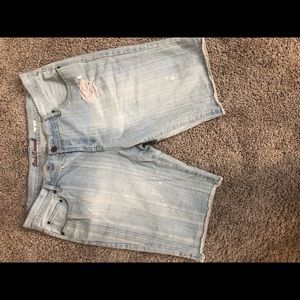 jean shorts red camel